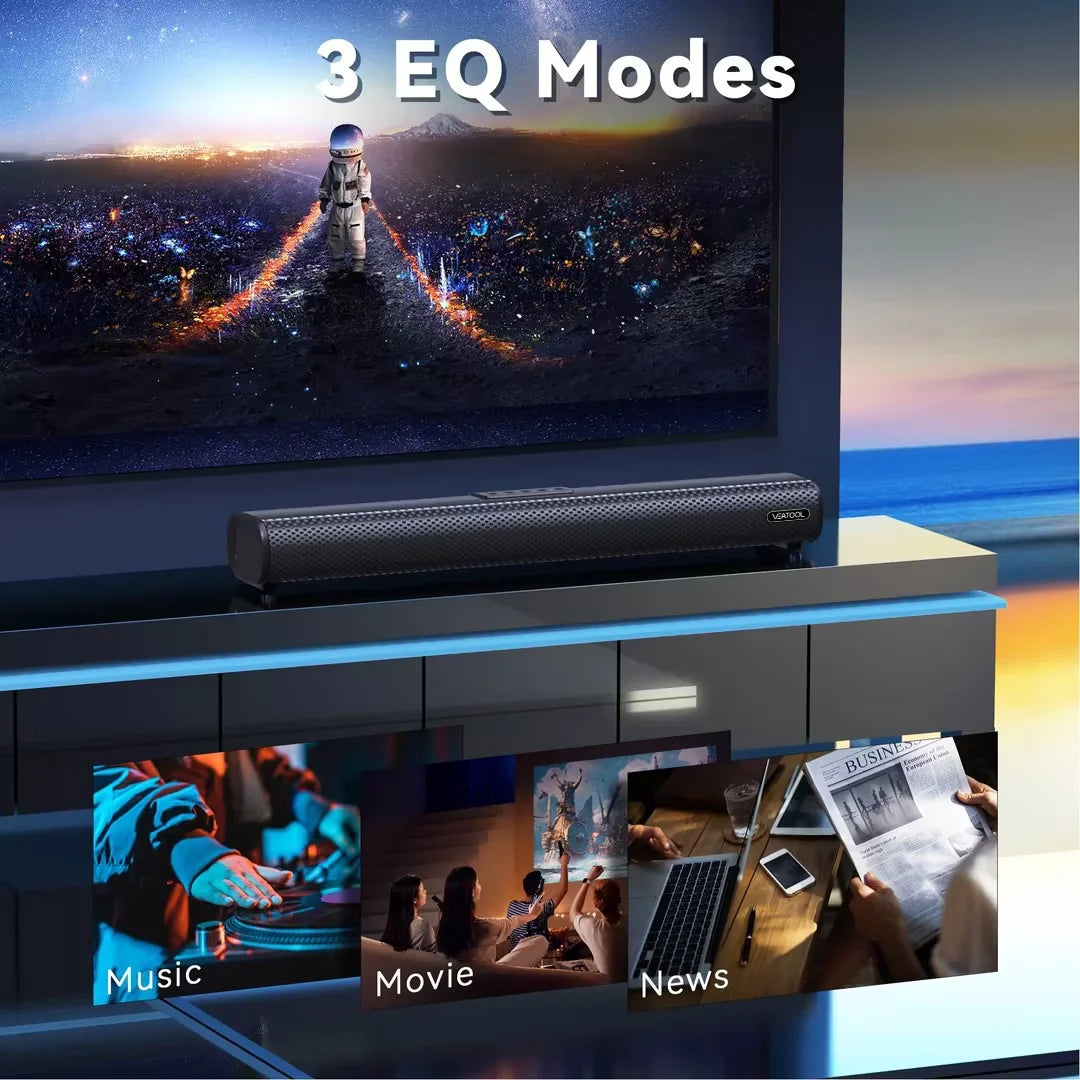 S20L 3D Surround Sound Bar for TV - 2.1 Channel Home Theater Audio System with Built-In Subwoofer, 50W Speakers, HDMI ARC, Bluetooth, Optical, RCA, USB & AUX, Wall Mountable