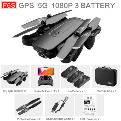 F6 Professional GPS Drone with 4K HD Camera, Follow Me Mode, Optical Flow, and Foldable Design