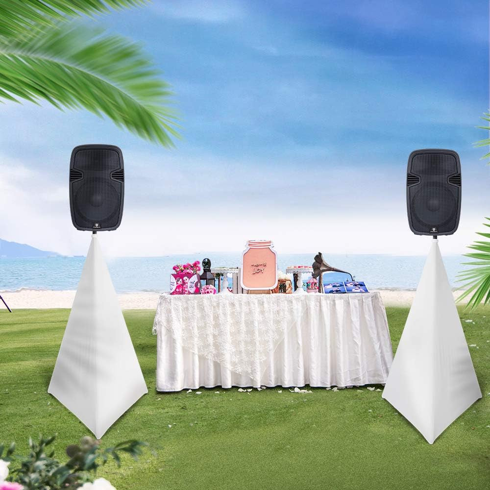 Tripod Speaker Stand Cover - 360 Degree White Skirt (Set of 2)