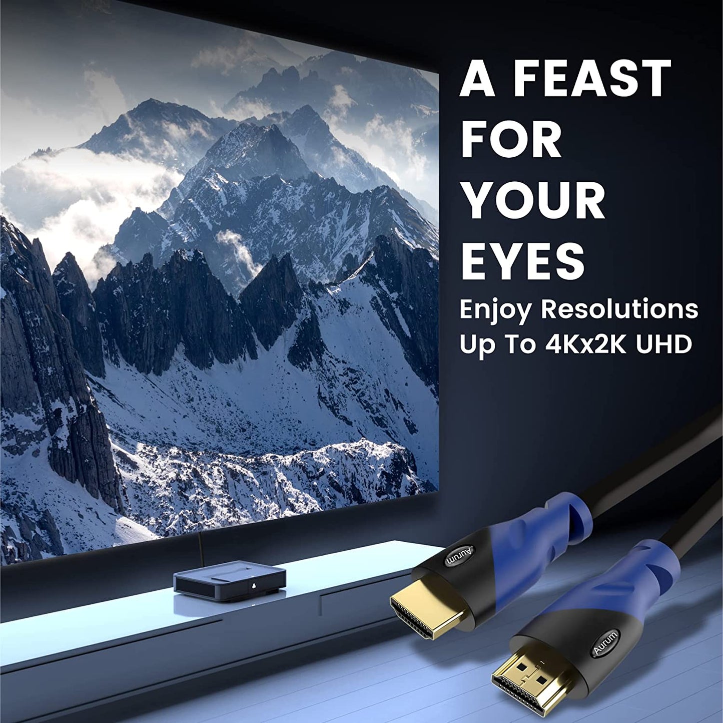 50ft High-Speed 4K HDMI Cable with Ethernet, 4K@60Hz, UHD Resolution, ARC, 3D, CL3 Certified - Compatible with HDTV, PC, Laptop, PS3, Xbox, Blu-Ray
