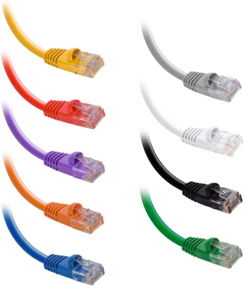 Professional Series CAT6 UTP Booted Patch Cable - Yellow - 100 FT - 5 Pack - 10Gbps Network and Internet Connectivity