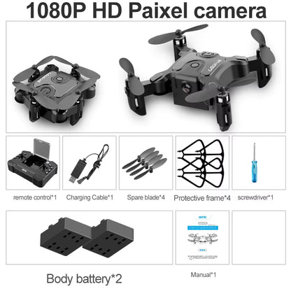 Mini Drone V2 with 4K 1080P HD Camera, WiFi FPV, Air Pressure Altitude Hold, Foldable Quadcopter - Ideal Gift for Kids