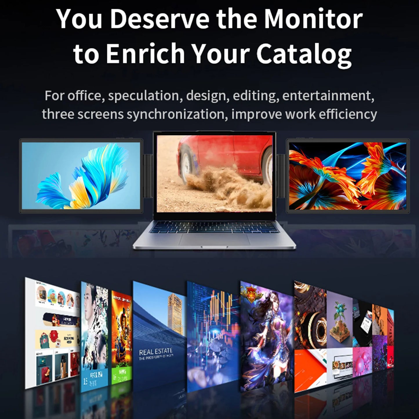 12-Inch Dual Monitor Screen Extender for Laptops - 1920x1080 HD IPS LCD Compatible with MacBook and Huawei