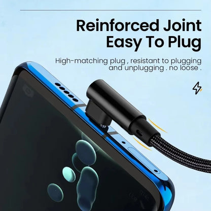 66W 6A USB C 90° Right Angle Cable for Xiaomi Fast Charging Cord for Honor Huawei Oneplus Realme Angled Data Wire Nylon