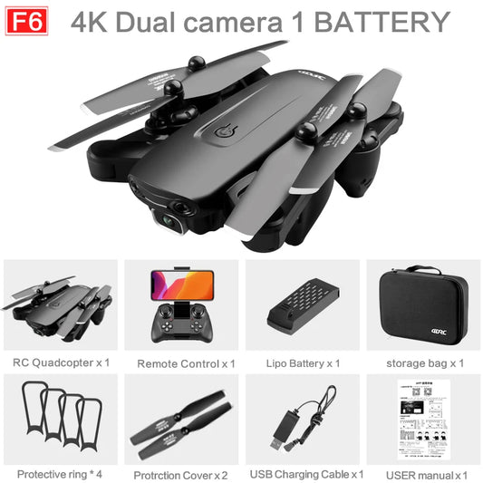 F6 Professional GPS Drone with 4K HD Camera, Follow Me Mode, Optical Flow, and Foldable Design