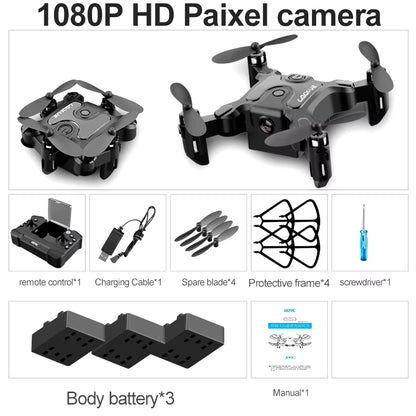 Mini Drone V2 with 4K 1080P HD Camera, WiFi FPV, Air Pressure Altitude Hold, Foldable Quadcopter - Ideal Gift for Kids
