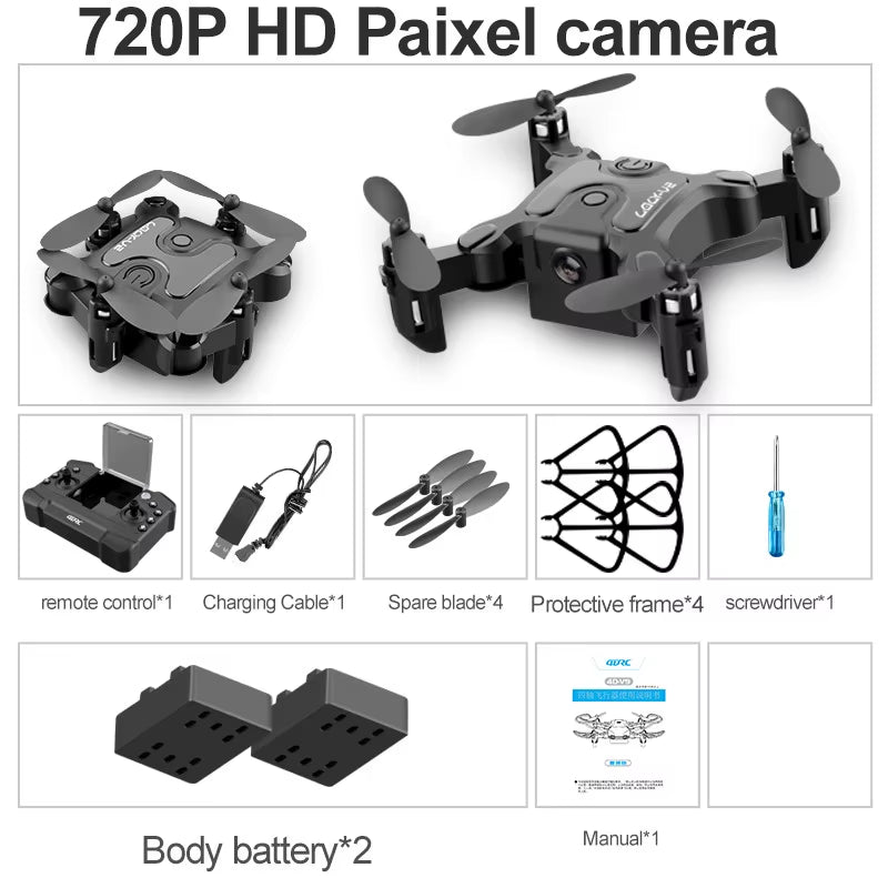 Mini Drone V2 with 4K 1080P HD Camera, WiFi FPV, Air Pressure Altitude Hold, Foldable Quadcopter - Ideal Gift for Kids