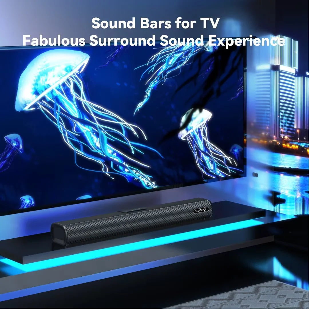S20L 3D Surround Sound Bar for TV - 2.1 Channel Home Theater Audio System with Built-In Subwoofer, 50W Speakers, HDMI ARC, Bluetooth, Optical, RCA, USB & AUX, Wall Mountable