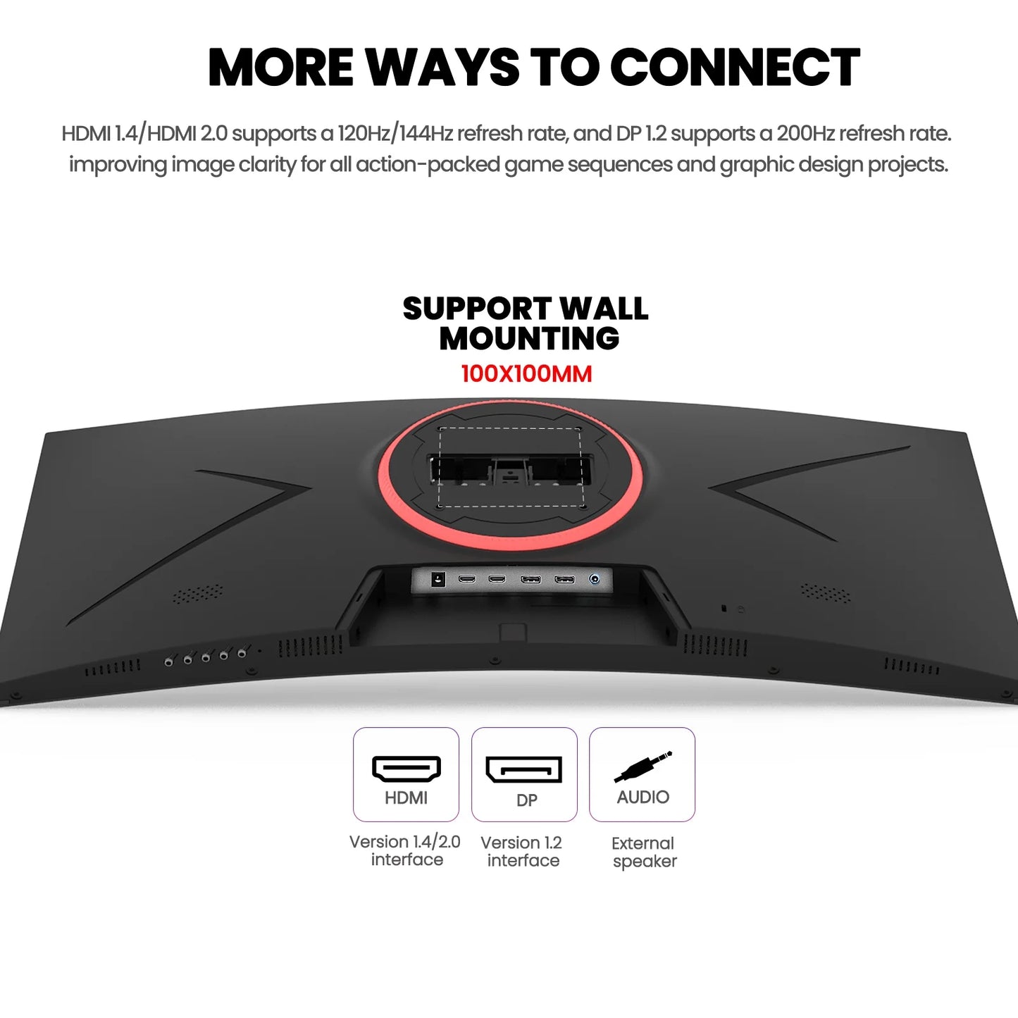 30-Inch 200Hz Curved Gaming Monitor, WFHD 2560x1080, 1500R, 21:9 Aspect Ratio, FreeSync, Low Blue Light, Wall-Mountable, HDMI/DisplayPort, Black