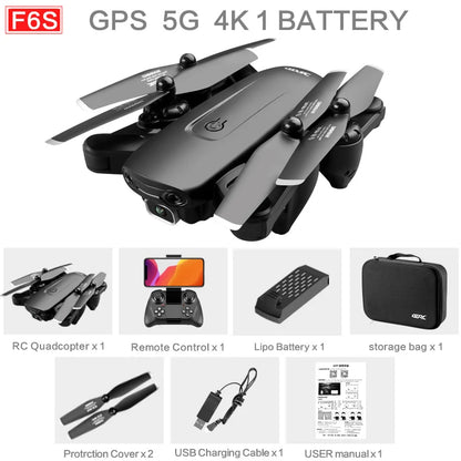 F6 Professional GPS Drone with 4K HD Camera, Follow Me Mode, Optical Flow, and Foldable Design