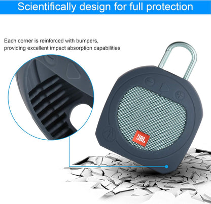 Protective Silicone Carrying Case for JBL Clip 3 Waterproof Portable Speaker (Blue)