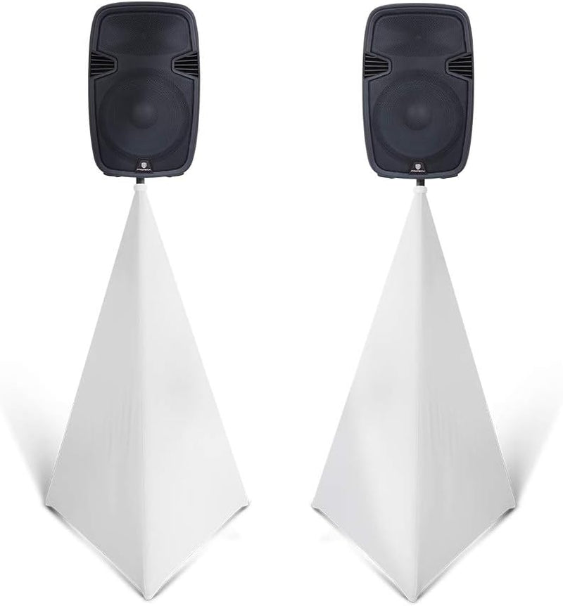 Tripod Speaker Stand Cover - 360 Degree White Skirt (Set of 2)