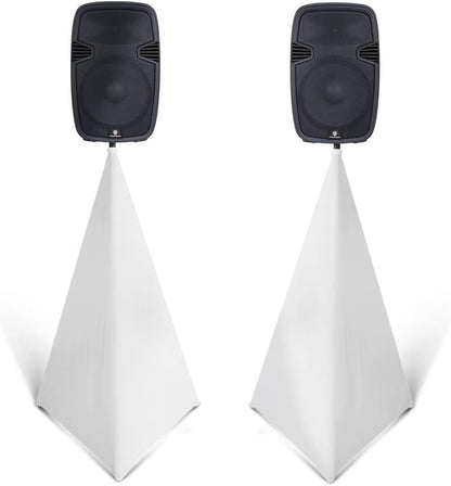 Tripod Speaker Stand Cover - 360 Degree White Skirt (Set of 2)