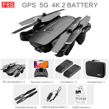 F6 Professional GPS Drone with 4K HD Camera, Follow Me Mode, Optical Flow, and Foldable Design