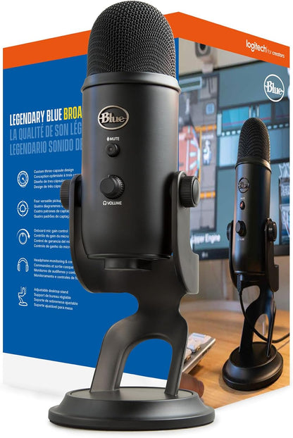 Elevate Your Streaming Game with the Blue Yeti Microphone (Blackout) Bundle – Includes Boom Arm Stand, Shock Mount, and Pop Filter!