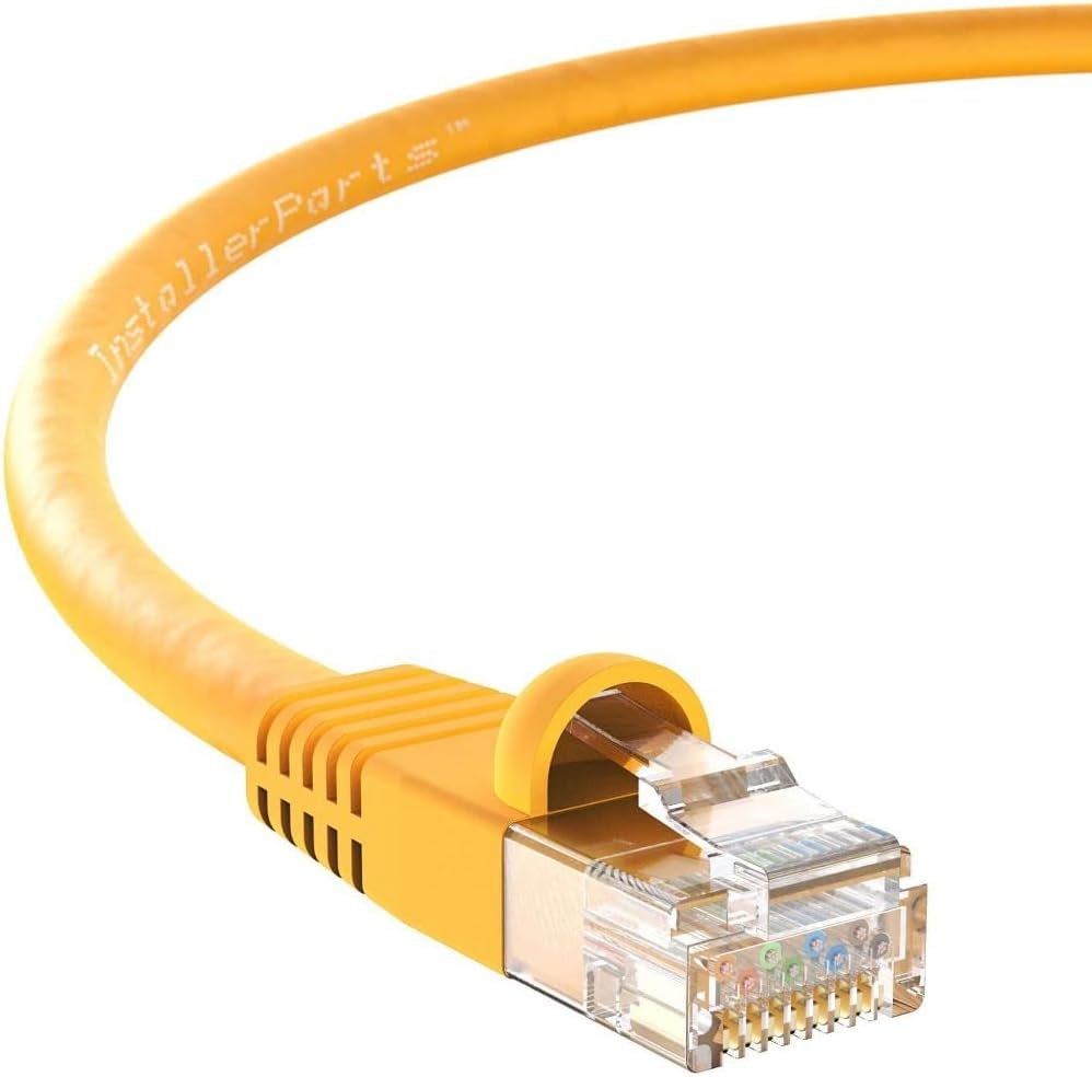Professional Series CAT6 UTP Booted Patch Cable - Yellow - 100 FT - 5 Pack - 10Gbps Network and Internet Connectivity
