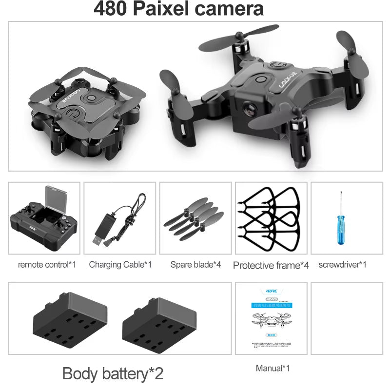 Mini Drone V2 with 4K 1080P HD Camera, WiFi FPV, Air Pressure Altitude Hold, Foldable Quadcopter - Ideal Gift for Kids
