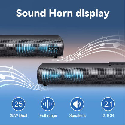 S20L 3D Surround Sound Bar for TV - 2.1 Channel Home Theater Audio System with Built-In Subwoofer, 50W Speakers, HDMI ARC, Bluetooth, Optical, RCA, USB & AUX, Wall Mountable