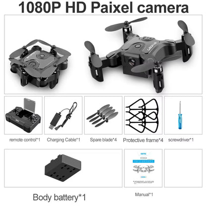 Mini Drone V2 with 4K 1080P HD Camera, WiFi FPV, Air Pressure Altitude Hold, Foldable Quadcopter - Ideal Gift for Kids