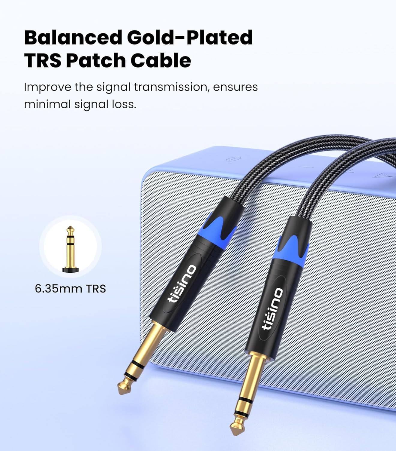 1/4 Inch TRS Balanced Stereo Audio Cable - Male to Male Pro Interconnect Cable for Guitar, Nylon Braided, 3 Feet