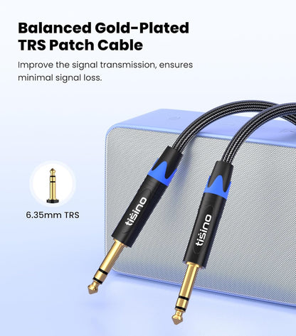 1/4 Inch TRS Balanced Stereo Audio Cable - Male to Male Pro Interconnect Cable for Guitar, Nylon Braided, 3 Feet