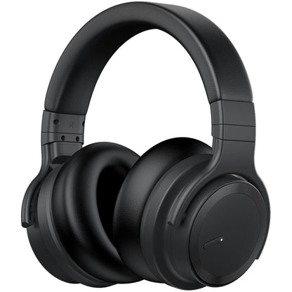 Wireless Active Noise Cancelling Bluetooth Headphones with Microphone, Over-Ear Design, Deep Bass, Comfortable Protein Earpads, 30 Hours Playtime - Ideal for Travel and Work, Black