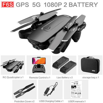 F6 Professional GPS Drone with 4K HD Camera, Follow Me Mode, Optical Flow, and Foldable Design