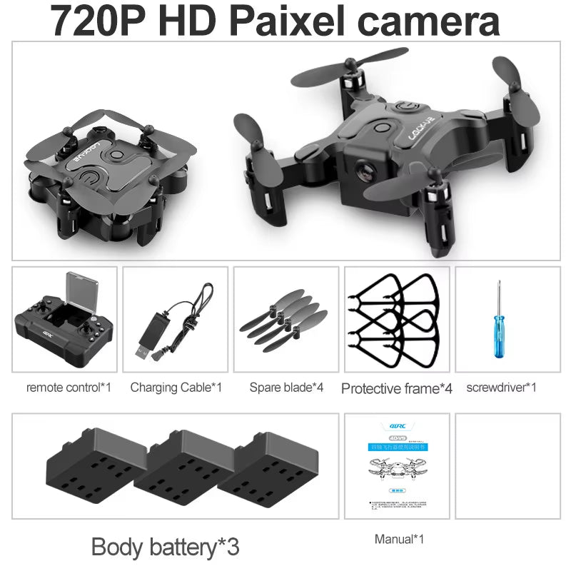Mini Drone V2 with 4K 1080P HD Camera, WiFi FPV, Air Pressure Altitude Hold, Foldable Quadcopter - Ideal Gift for Kids