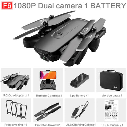 F6 Professional GPS Drone with 4K HD Camera, Follow Me Mode, Optical Flow, and Foldable Design